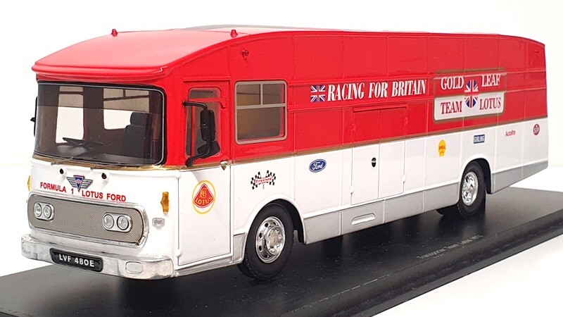 Spark 1/43 Scale S0286 1970 F1 Lotus Transporter Truck in Gold Leaf Red and White, Ideal for Collectors and Racing Enthusiasts