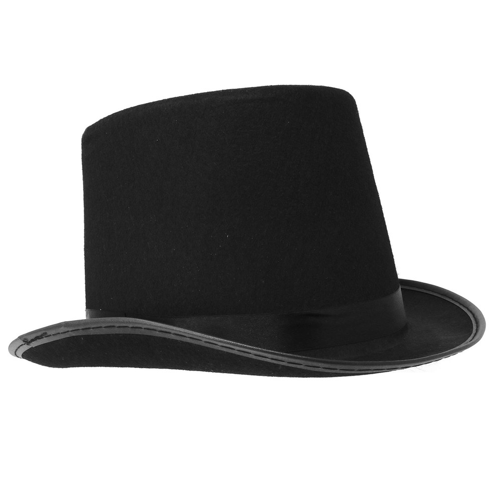 Black Felt Victorian Top Hat for Magician Ringmaster or Tuxedo Costume