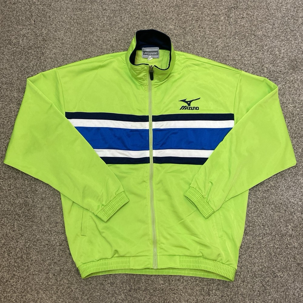 Vintage 1990s Mizuno Zip Up Track Jacket Navy/Green/White Size XL