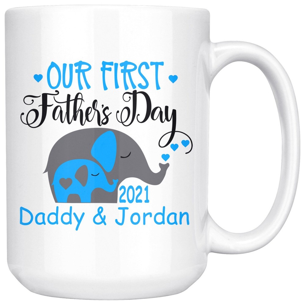 2021 Personalized Our First Fathers Day Mug New Dad Gift Add Names Customizable