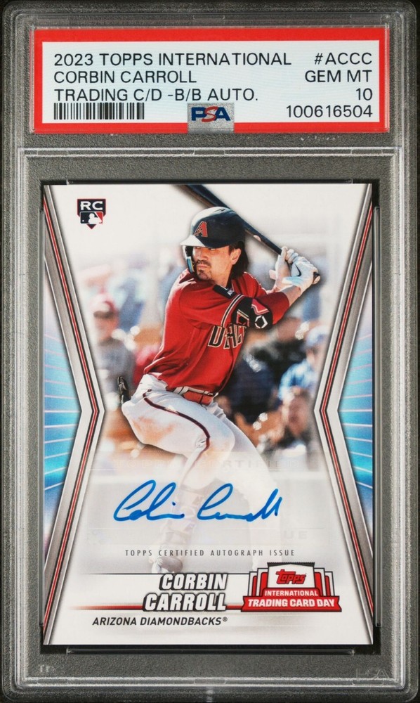 2023 Topps International Trading Card Day Corbin Carroll RC Auto /200 PSA 10