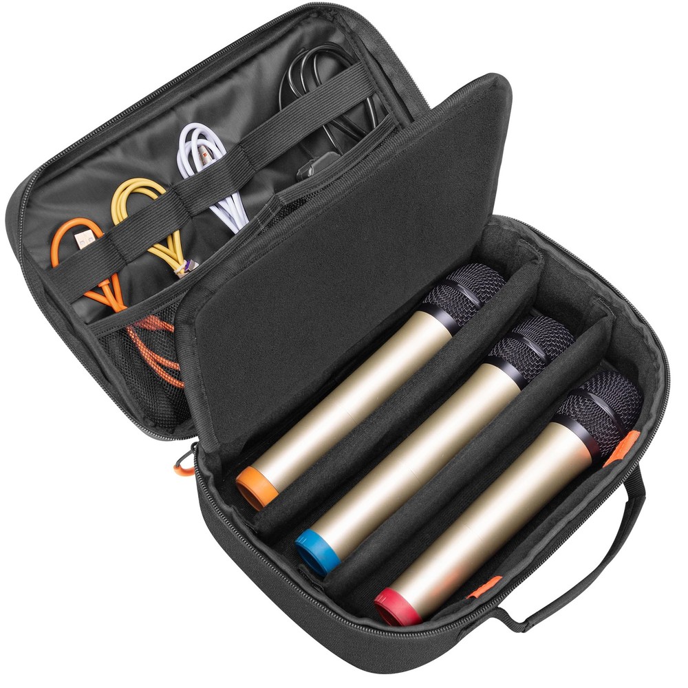 3-Slot Wireless Mic Carrying Case Durable Storage Bag for 3 Mics