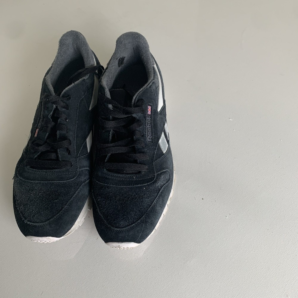 Vintage Reebok Classic Leather Montana Cans Inspired Black Size 11.5 with Hole