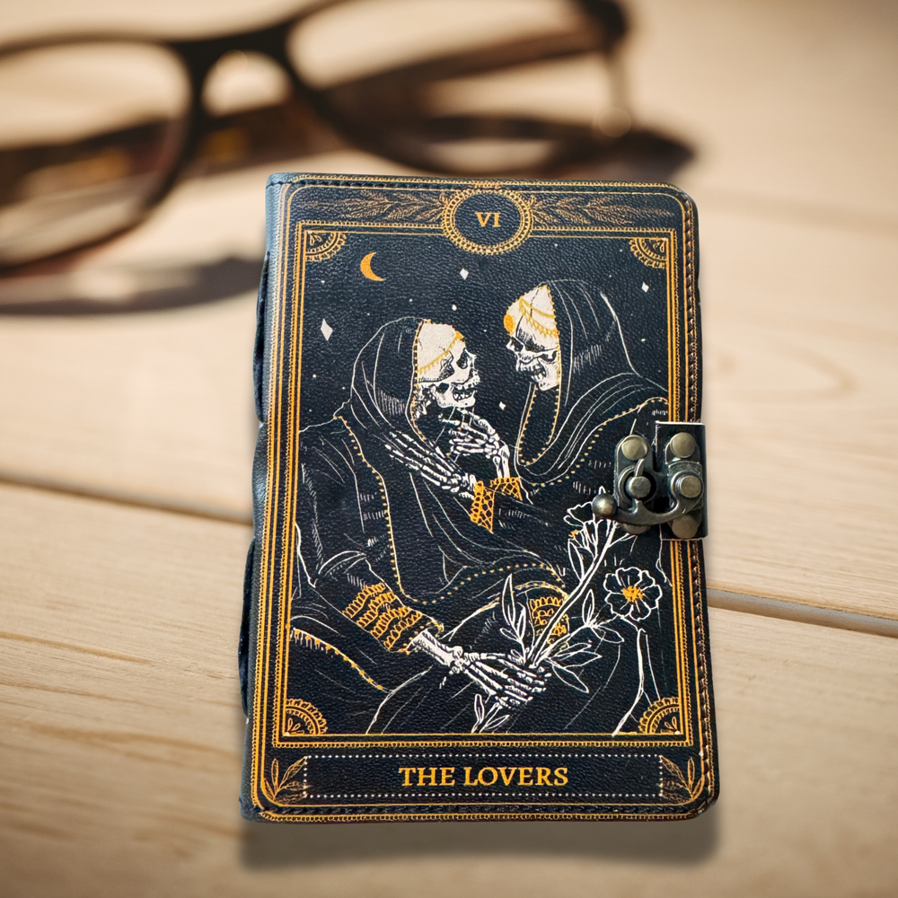 Gothic Lovers Tarot Leather Grimoire Journal for Spells & Notes  