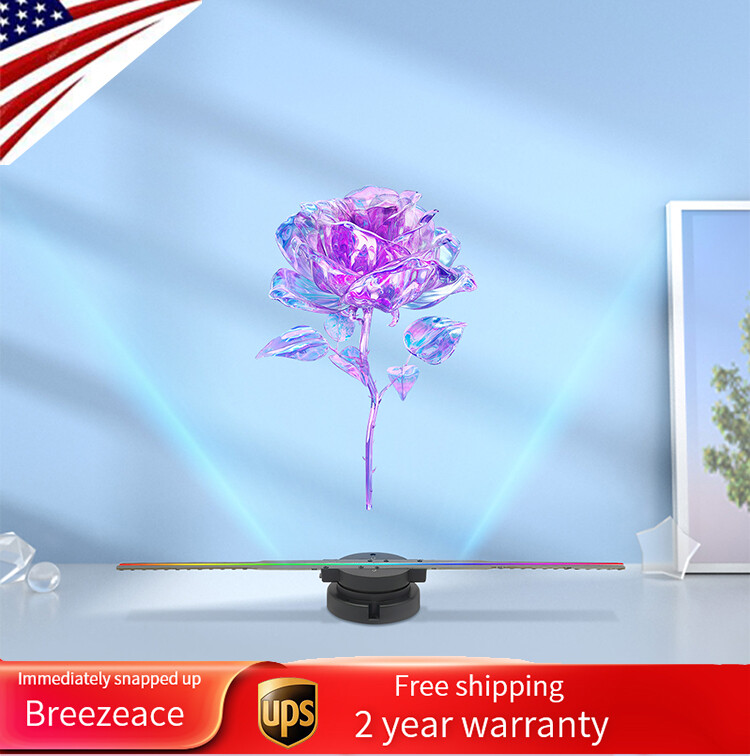 3D 1080P LED Holographic Fan Projector Light RGB Sign Bar w/Control Hologram Fan