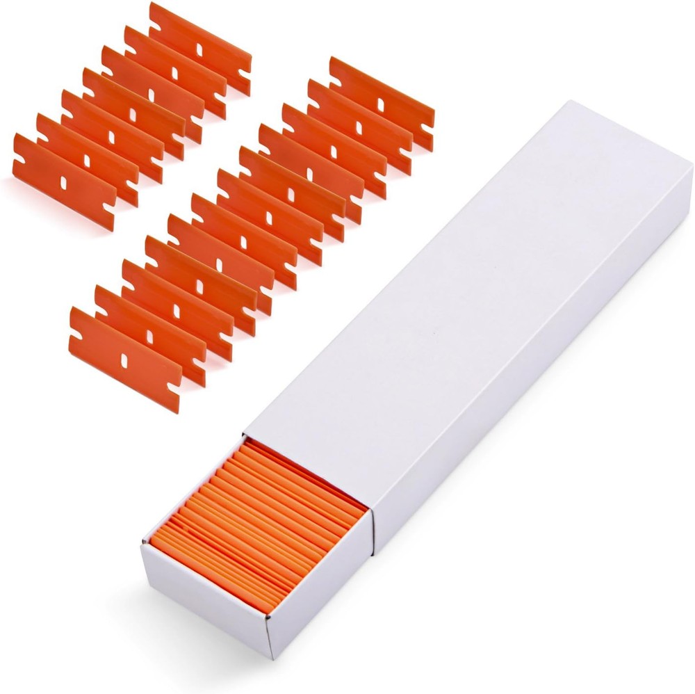 EHDIS Plastic Razor Blades 100 PCS Double Edged Blade for Orange