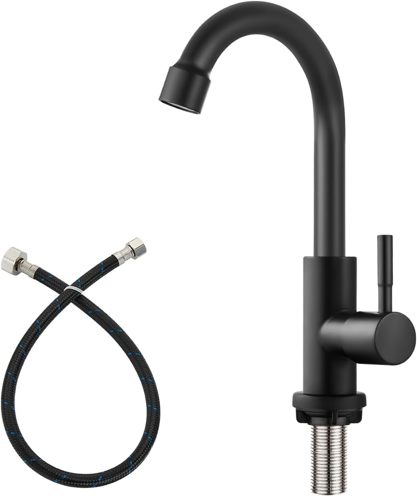 Cold Water Only Kitchen Faucet Single Handle 1 Hole Deck Mount SUS304 Stainless