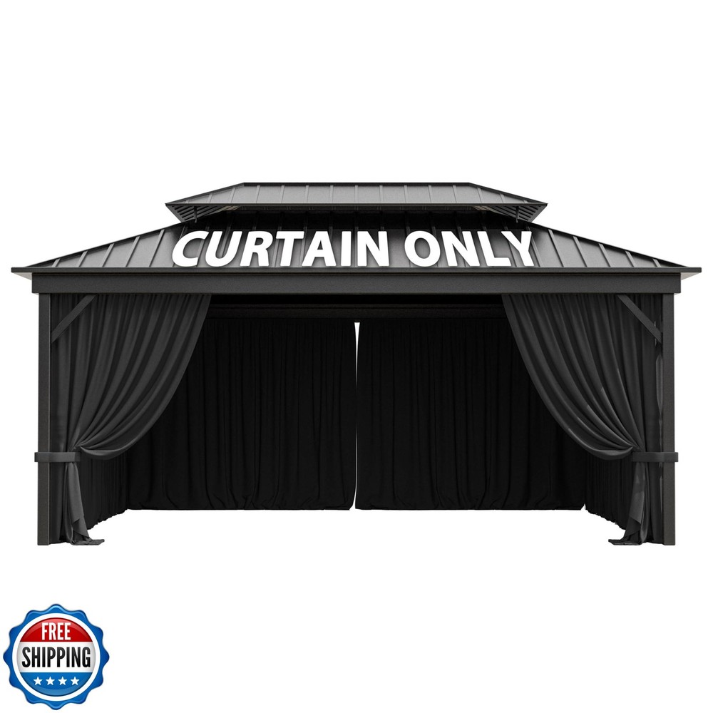 12'X16' Gazebo Curtains Outdoor Waterproof with Hanging Rings, 4-
