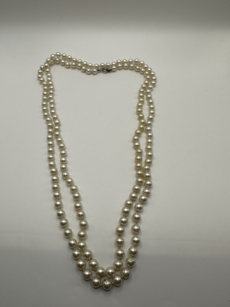 Vintage Faux Pearl Long Necklace 54”