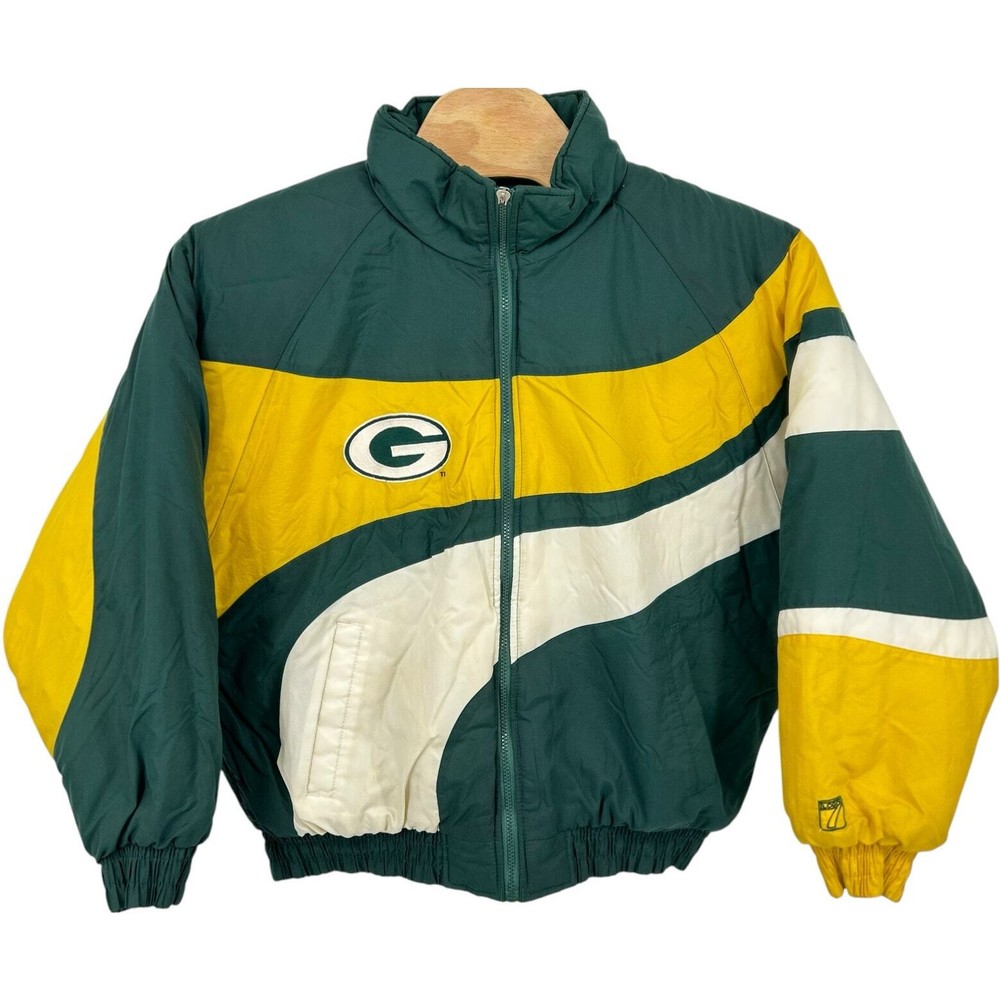 Vintage 90s men's LOGO 7 NFL Green Bay Packers Football Full Zip Puffer Jacket