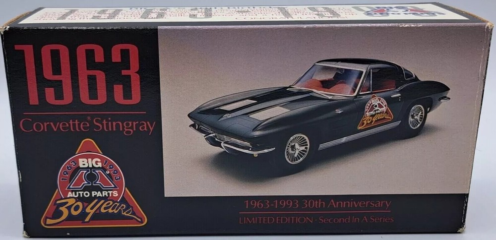 VTG 1963 Corvette Stingray BIG ‘A’ Auto Parts 30 Year Anniversary  1993 ERTL NEW-image