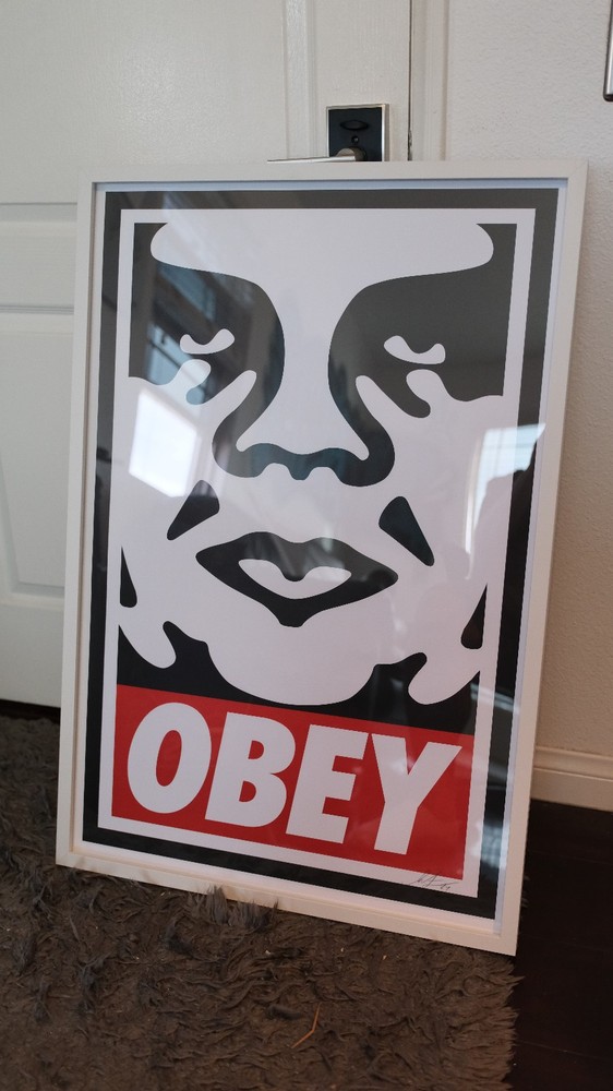 Framed Signed 2024 Shepard Fairey Obey Classic Icon Art  24