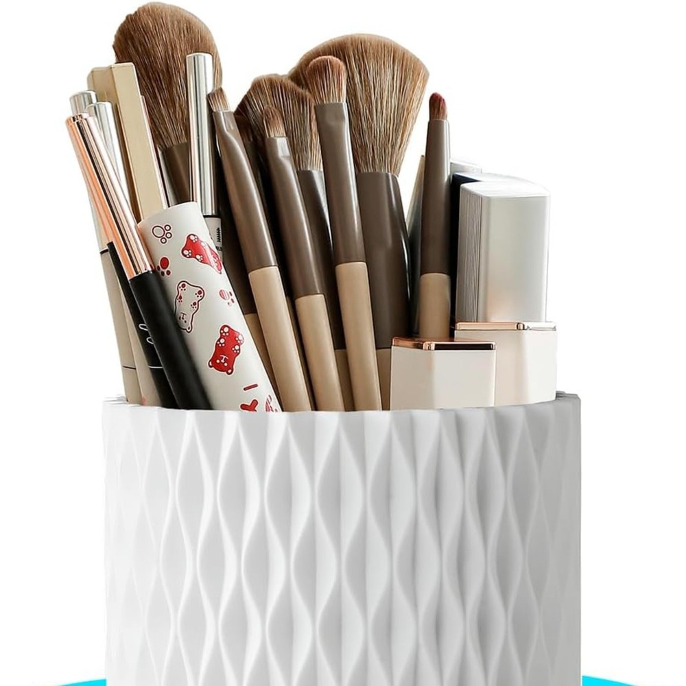 360° Rotating Makeup Brush Holder with 5 Slots - Organize & Display