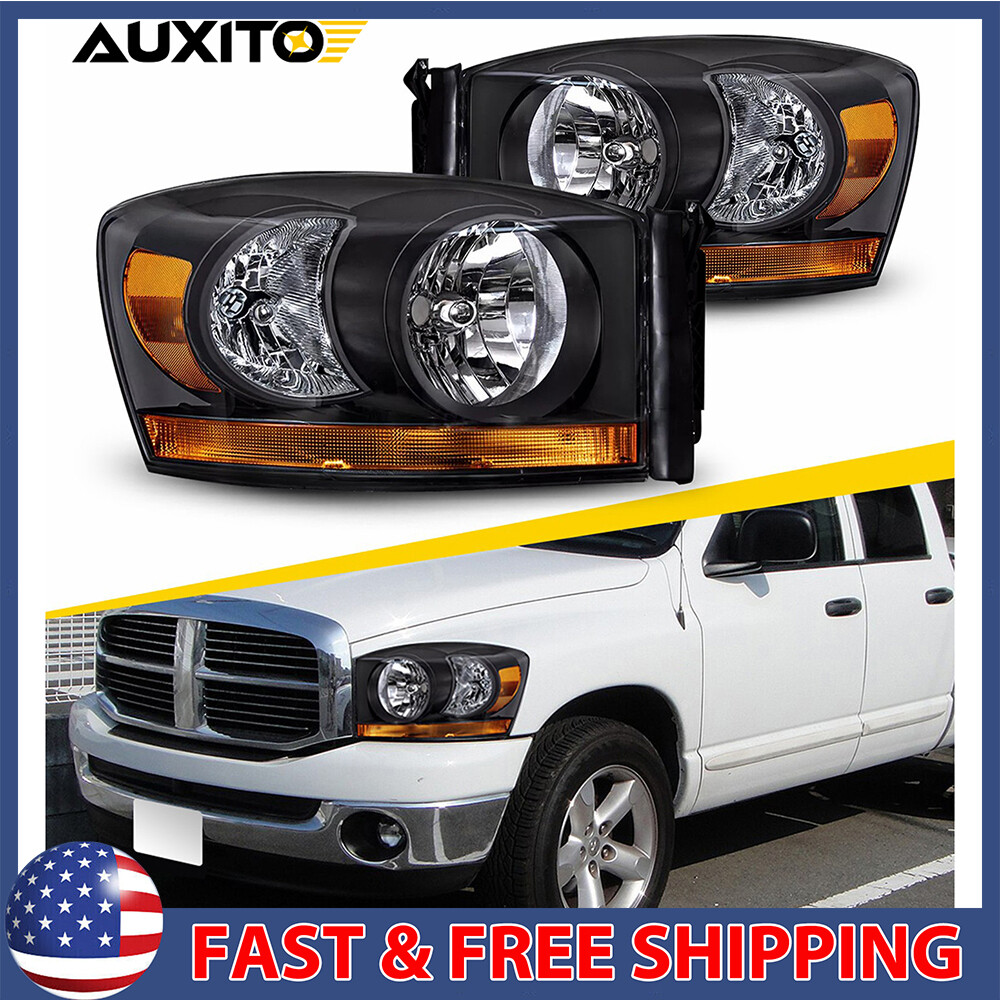 Black Housing Headlight Fit For 2006-2008 Dodge Ram 1500/2006-2009 Ram 2500 3500