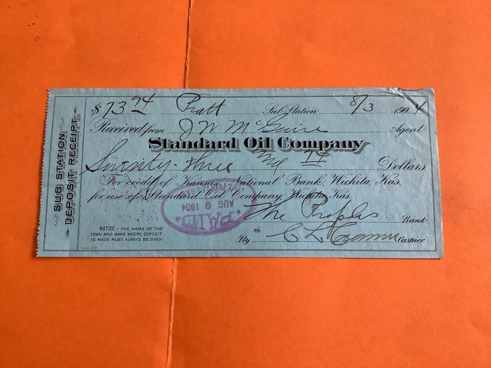 U.S. Standard Oil Company 1904  Receipt R39993
