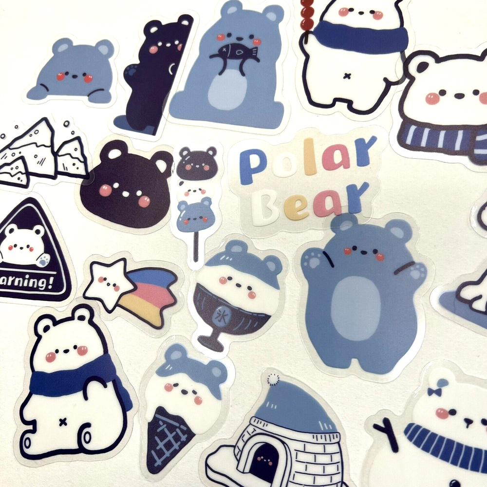 Polar Bear Cartoon Stickers Christmas Winter Scrapbooking Journaling Cards