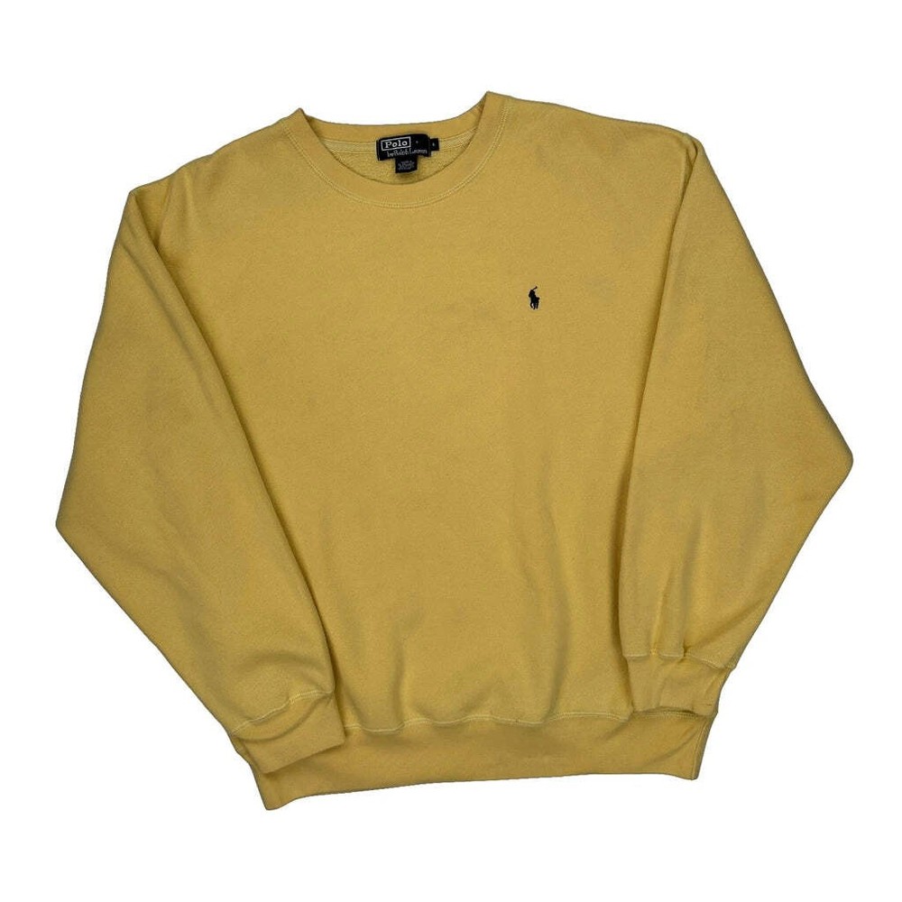 Polo By Ralph Lauren Sweatshirt - Large Yellow Cotton Blend