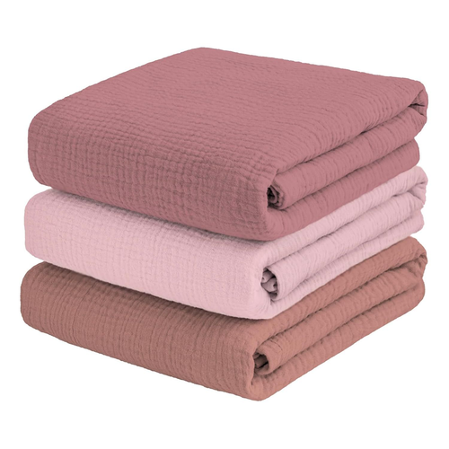 Pink 47x47 Inch Soft Muslin Swaddle Blanket for Baby Girl