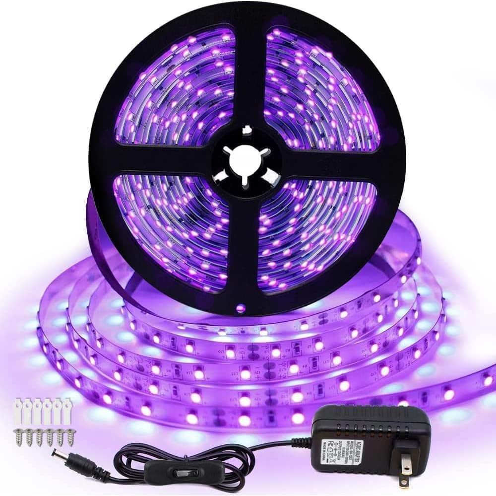 inShareplus UV Blacklight LED Strip kit, 1 Count (Pack of 1), 16.4ft