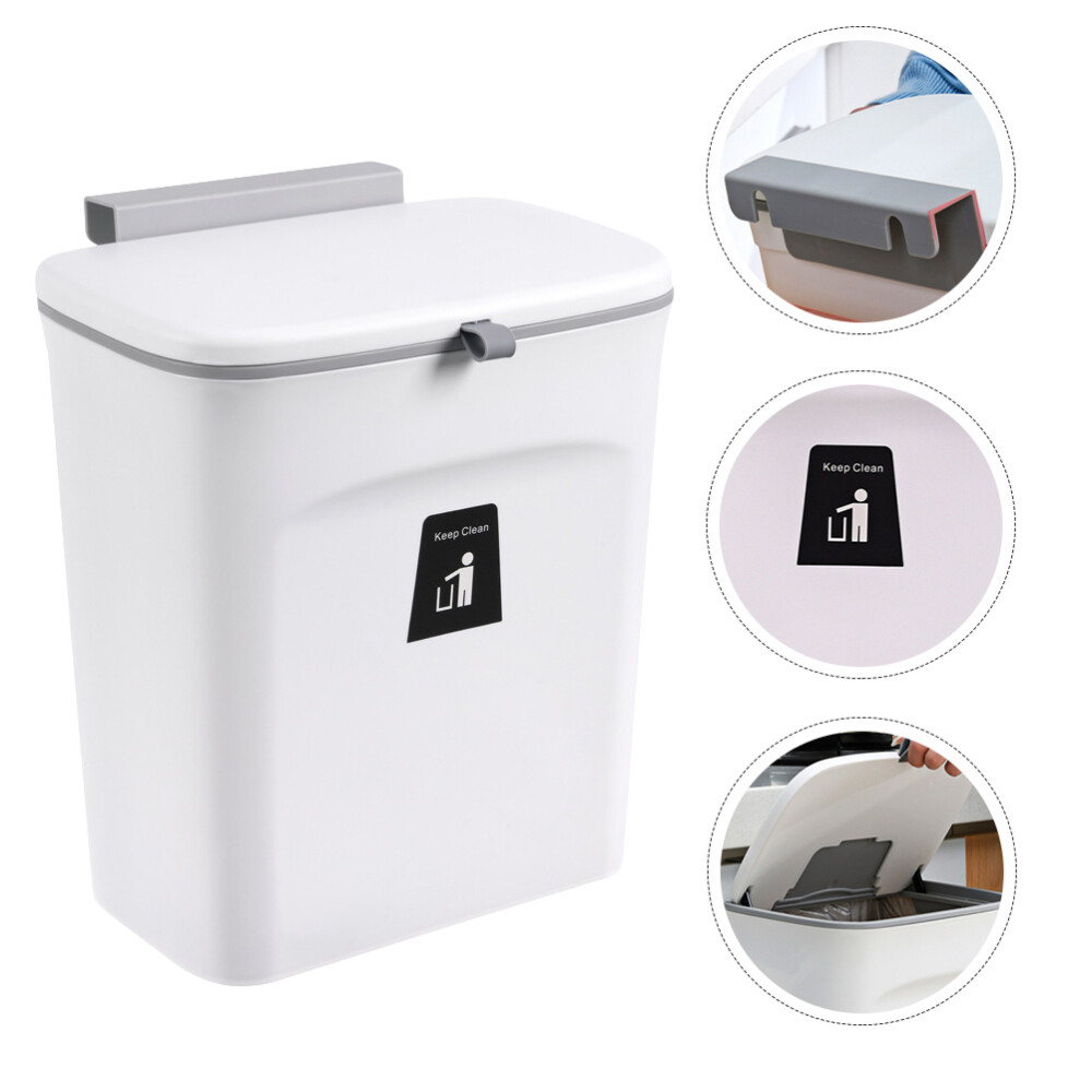 Small Waste Bin Trash Can with Lid Square Container Outdoor