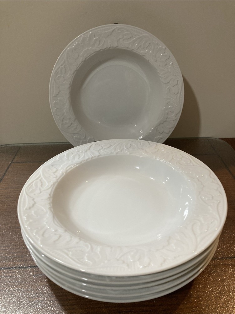 PFALTZGRAFF Art of the Ages PAGEANTRY White Lot of 6 RIM SOUP SALAD BOWLS