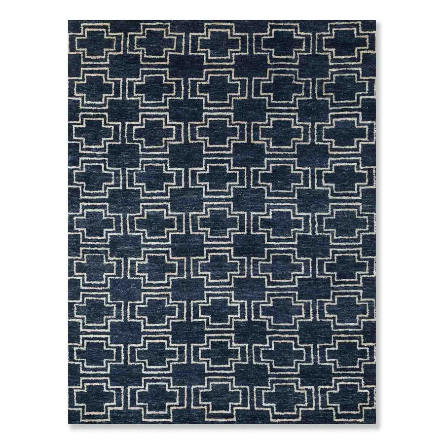 Color Blue, Natural Hand Knotted Jute Rug Handmade Design Area Carpet Rug