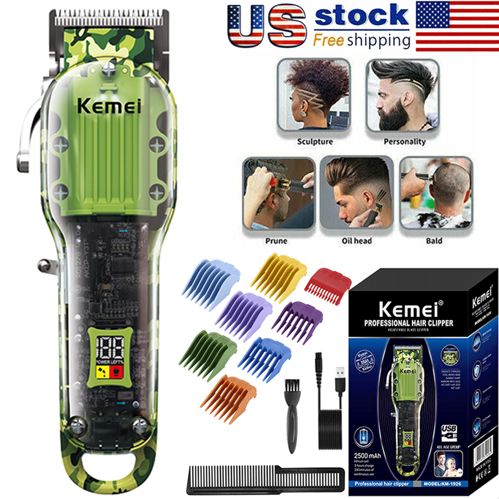 USB Rechargeable Men's Hair Clipper with LCD Display - KM-1926 Fast USA Shipping