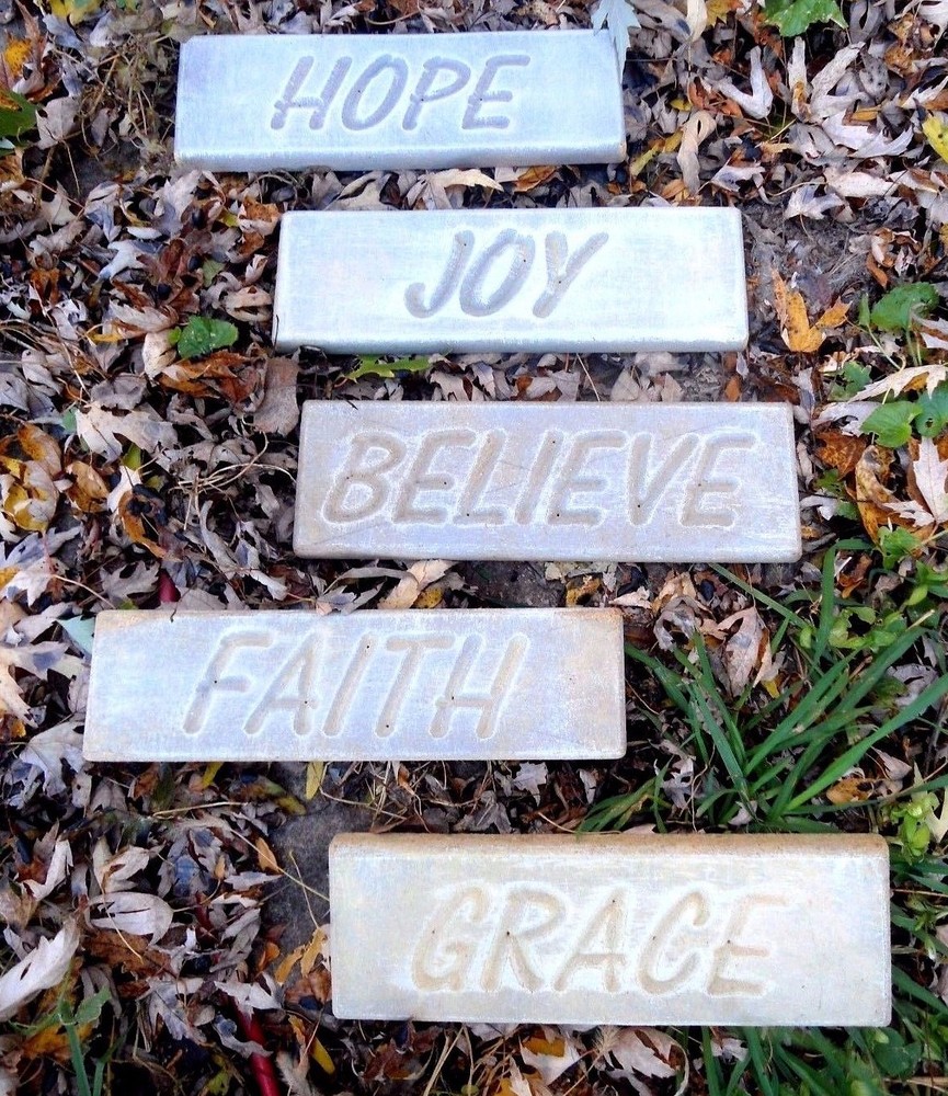 5-Piece Inspirational Plastic Molds Set - Hope, Believe, Grace, Faith, Joy - 11x3x0.75 Inches