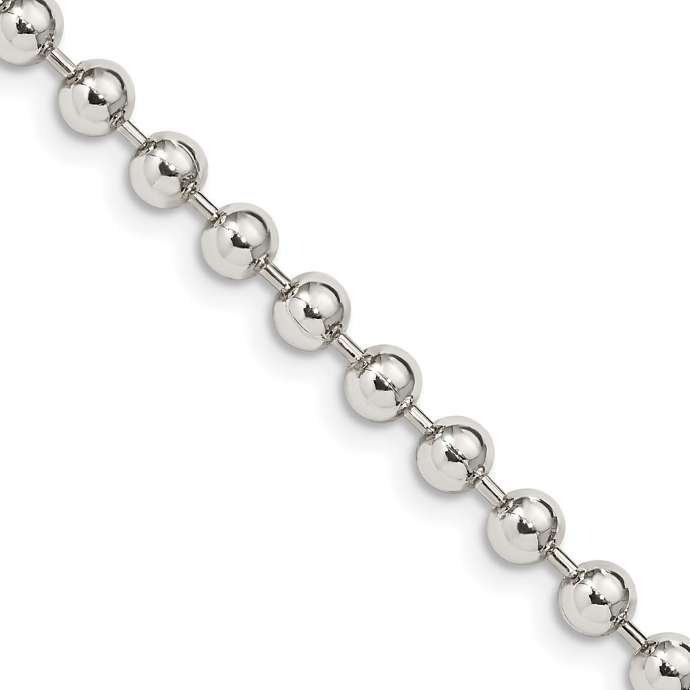 925 Sterling Silver 4mm Beaded Chain Necklace 18