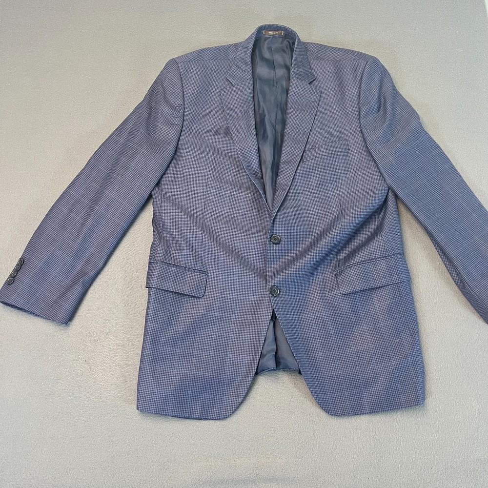 Peter Millar Blazer Men’s Size 44T Windowpane Houndstooth 100% Wool Sport Coat