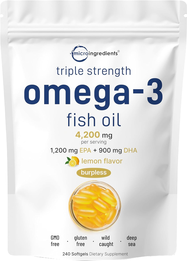 Triple Strength Omega 3 Fish Oil Supplements 4200Mg per Serving, 240 Softgels –