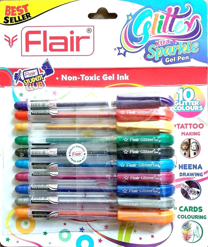 Xtra Sparkle Glitter Gel 10 Colours Xtra Sparkle Gel Pen By Flair