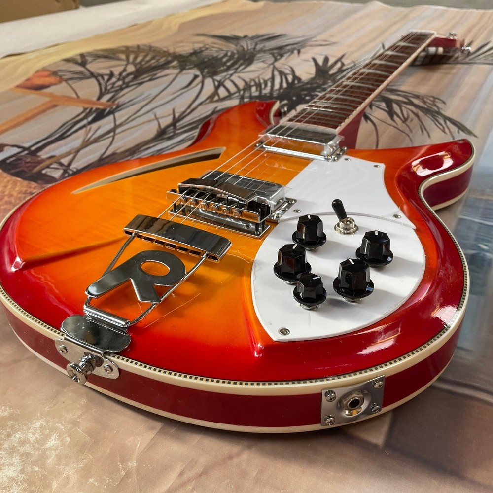 Sunburst Semi-Hollow Electric Guitar with Chrome Hardware Free Shipping