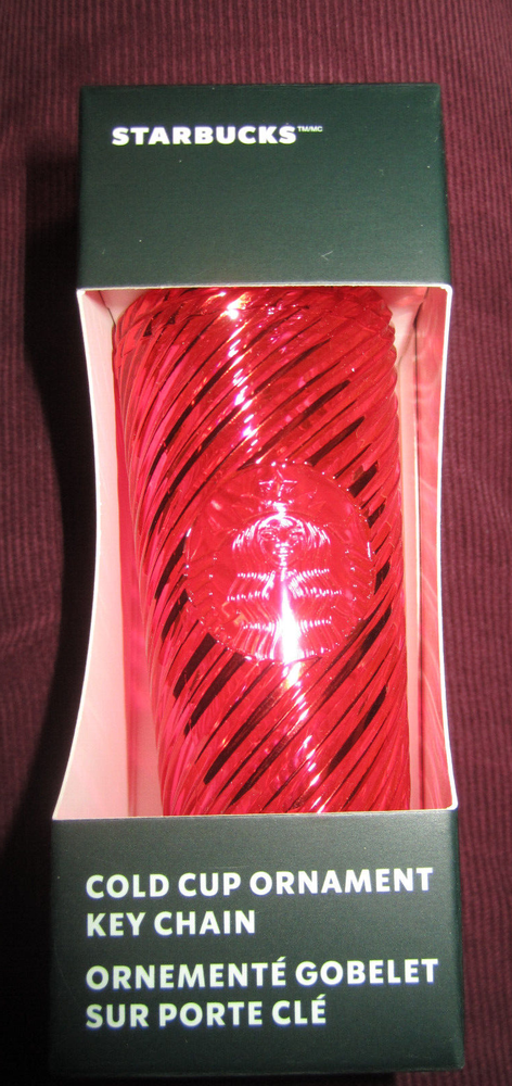 Starbucks 2024 Christmas Holiday RED SWIRL Cold Cup Ornament Key Chain NEW