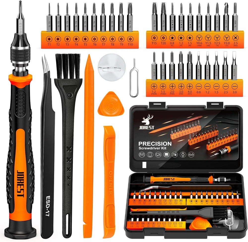 JOREST 38-Piece Precision Screwdriver Set with S2 Steel Bits in Brown, Black & Orange