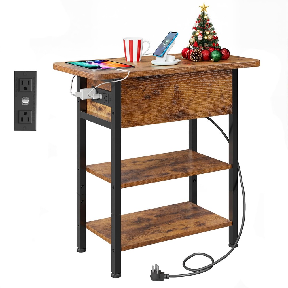 Charging Side Table with USB Ports, 11.81 D x 23.62 W - Nightstand