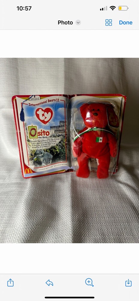 Osito the Bear McDonalds TY International Bears II Teenie Beanie Baby 1999 Rare