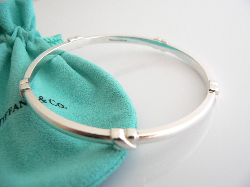 Tiffany & Co Signature Bangle X Bracelet Silver Jewelry Gift Pouch Silver 925