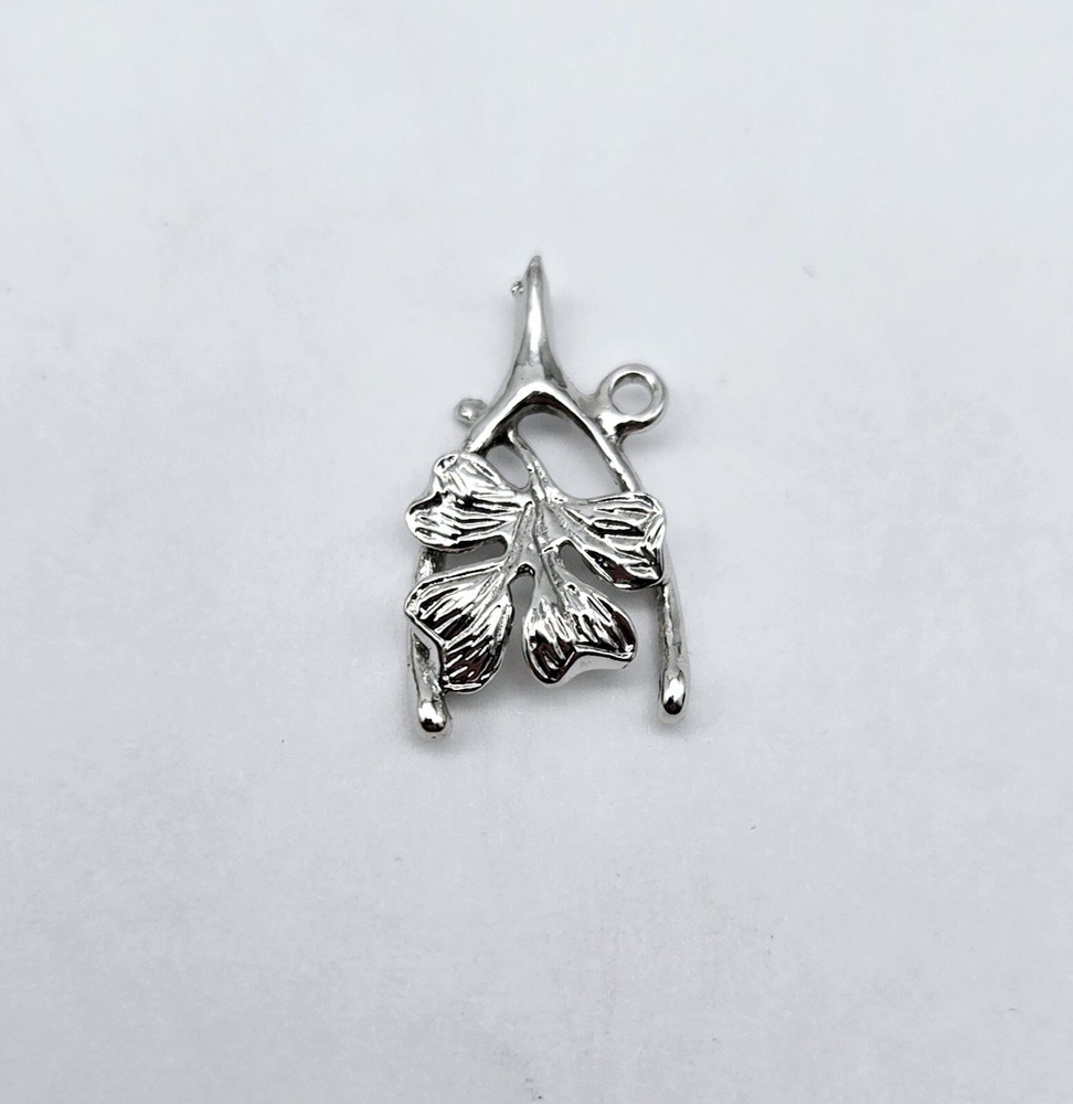 Vintage Sterling Silver Wishbone and Four Leaf Clover Charm Pendant 1.2g