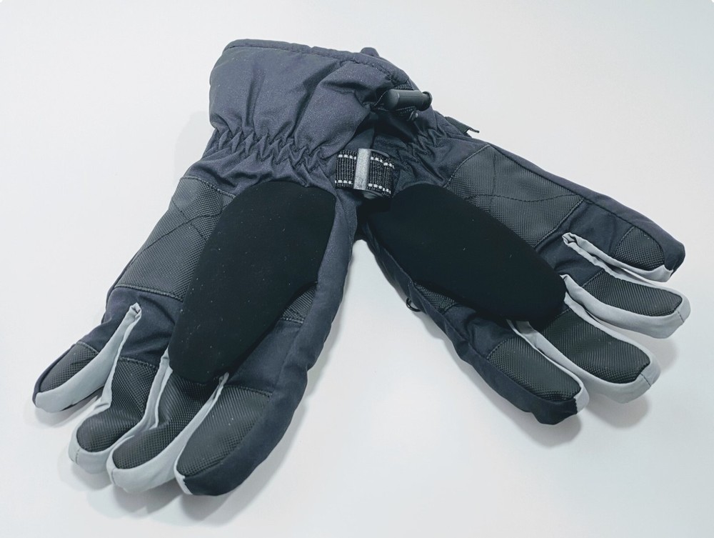 All In Motion Kids Snow Gloves Waterproof Black Ski Gloves, Sizes 4-7 and 8-14