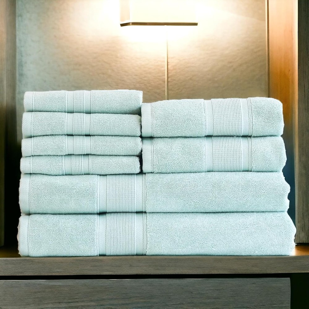 8 Piece Bathroom Towel Set - 100% Premium Turkish Cotton - 2 Bath Towels, 2 Hand Towels, 4 Washcloths