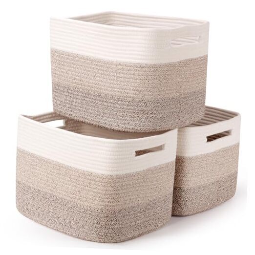 Storage Basket, Woven Basket, Decorative 13*11*9in (3 PCs) Gradient Brown