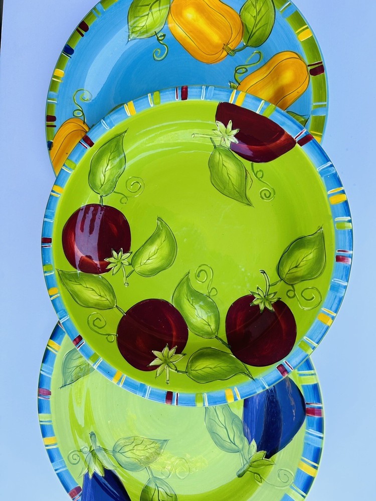 Set of (3) Veggie Patch by Laurie Gates Large Chop Plate