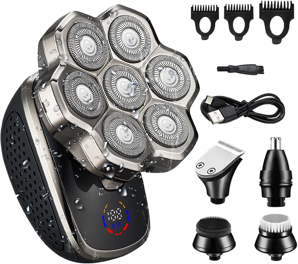 5-in-1 Electric Head Shaver for Bald Men with Rotary Blades