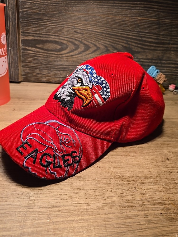 USA Flag Men's Embroidered Eagle Baseball Cap Patriotic Red Adjustable Hat