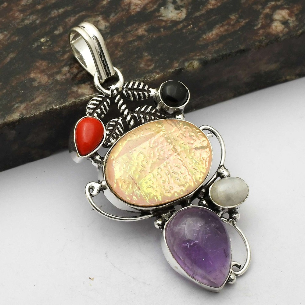Triplet Opal Amethyst Gemstone Handmade Pendant Jewelry Wedding Gift  AP-15176