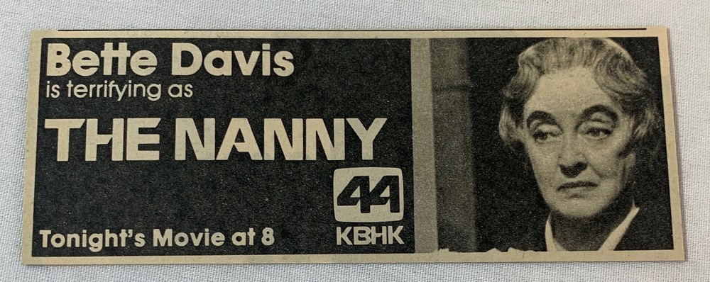 1980 KBHK tv ad~ Bette Davis horror movie THE NANNY