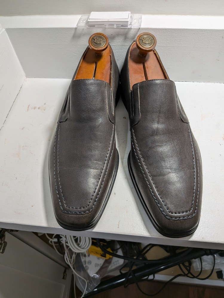 NEW!! BRUNO MAGLI Dark Brown Leather Loafers Sheen Slip-On Men’s 8