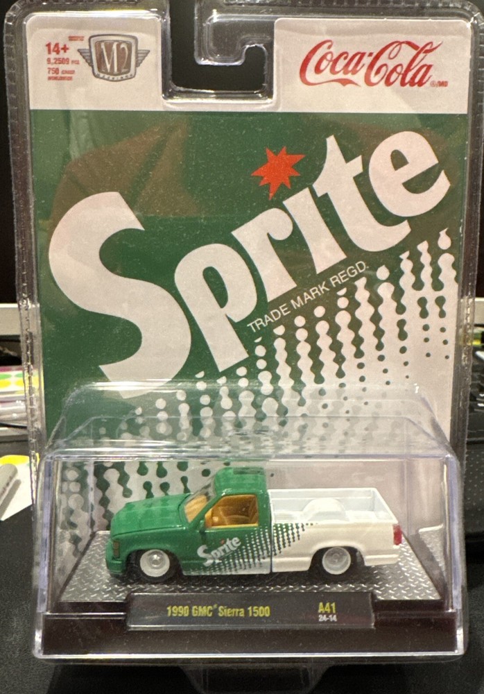 M2 Machines Sprite 1990 GMC Sierra 1500 Coca Cola Coke OBS White Green 2024 (tb)