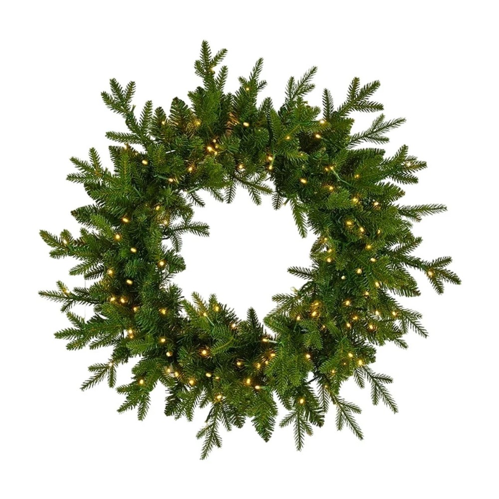 Seasonal LLC Prelit Dandan Pine Wreath 20 Inch 150 Warm LED Lights 375 Branches-image